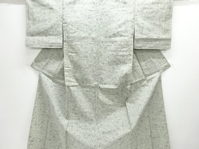 JAPANESE KIMONO / ANTIQUE HITOE KIMONO / SILK / HAND WOVEN TSUMUGI / ABSTRACT PATTERN